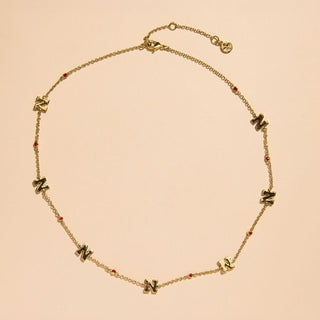 University of Nebraska Gem Delicate Saturn Chain Necklace - Nickel & Suede