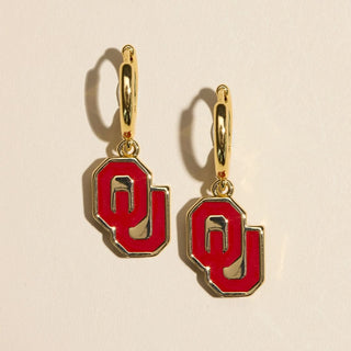 University of Oklahoma Logo Huggie Earrings - Nickel & Suede