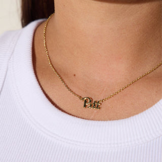 University of Pittsburgh Initial Necklace - Nickel & Suede