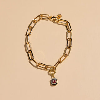 University of South Carolina Charm Bracelet - Nickel & Suede