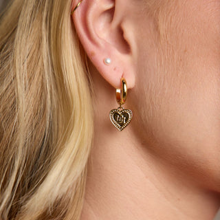 University of Utah Chunky Heart Logo Huggie Earrings - Nickel & Suede