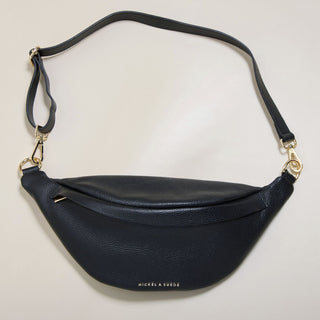 Verona Belt Bag in Black - Nickel & Suede