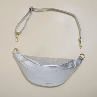 Verona Belt Bag in Silver - Nickel & Suede