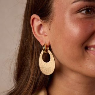 Vintage Bronze Olivia Leather Hoop Earrings - Nickel & Suede