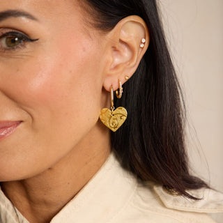 Vintage Gold Baroque Quinn Heart Huggie Earrings - Nickel & Suede