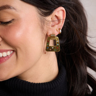 Vintage Gold Jeweled Avery - Nickel & Suede