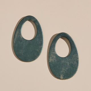 Vintage Metallic Emerald Olivia Letaher Hoop Charms - Nickel & Suede