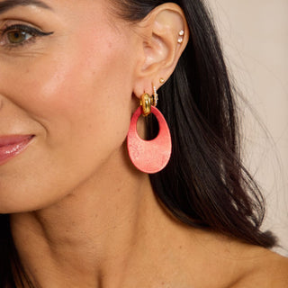 Vintage Metallic Ruby Olivia Leather Hoop Earrings - Nickel & Suede