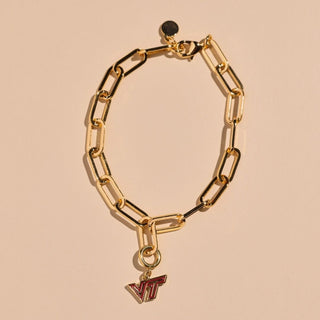 Virginia Tech University Charm Bracelet - Nickel & Suede