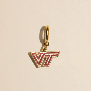 Virginia Tech University Logo Charm - Nickel & Suede