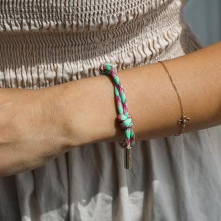 Watermelon Paracord Bracelet - Nickel & Suede