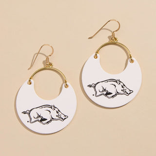 White & Black University of Arkansas Razorback Nina - Nickel & Suede