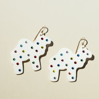White Camel Animal Cookie Earrings - Nickel & Suede