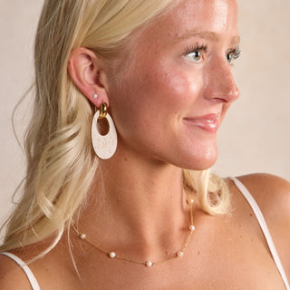 White Cork Olivia Leather Hoop Earrings - Nickel & Suede