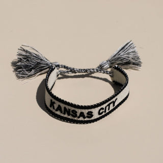 White KC Woven Canvas Bracelet - Nickel & Suede