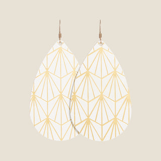 White Nouveau Teardrops - Nickel & Suede