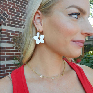 White Petal Charms - Nickel & Suede