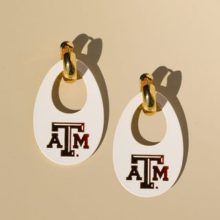 White Texas A&M University Olivia - Nickel & Suede