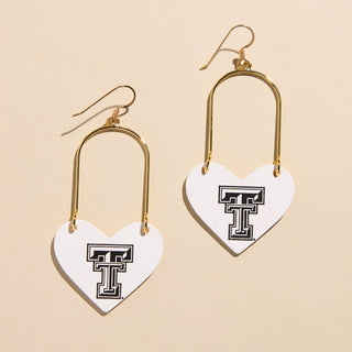 White Texas Tech Logo Heartthrobs - Nickel & Suede