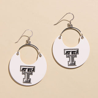 White Texas Tech Logo Ninas - Nickel & Suede