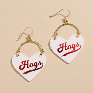 White University of Arkansas Hogs Lover - Nickel & Suede