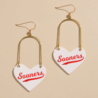 White University of Oklahoma Sooners Heartthrobs - Nickel & Suede