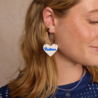 White University of Pittsburgh Panthers Script Lover Heart Hoop Earrings - Nickel & Suede