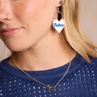 White University of Pittsburgh Panthers Script Lover Heart Hoop Earrings - Nickel & Suede