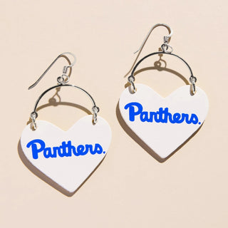 White University of Pittsburgh Panthers Script Lover Heart Hoop Earrings - Nickel & Suede