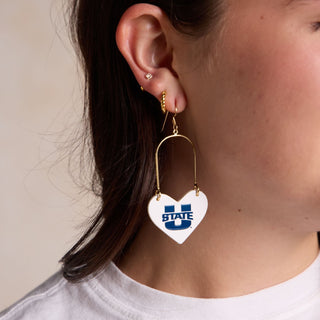 White Utah State University Heartthrobs - Nickel & Suede