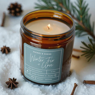 Winter Fir and Clove Candle - Nickel & Suede