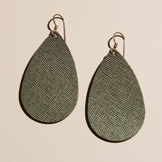Winter Moss Teardrops - Nickel & Suede