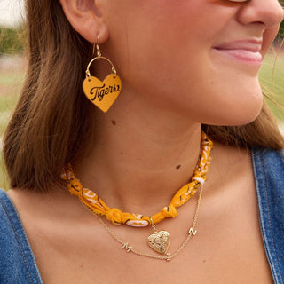 Yellow Bandana Charm Necklace - Nickel & Suede