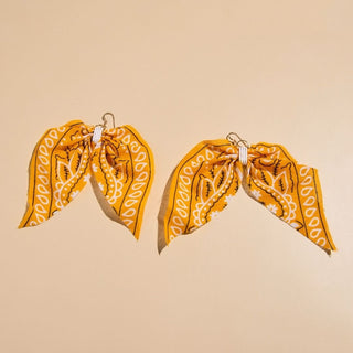 Yellow Bandana Statement Earrings - Nickel & Suede