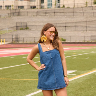 Yellow Bandana Statement Earrings - Nickel & Suede