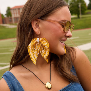Yellow Bandana Statement Earrings - Nickel & Suede