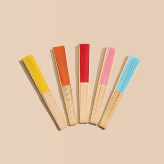 Yellow Paper Folding Fan - Nickel & Suede
