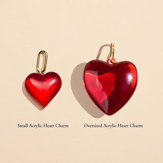 Yellow Small Acrylic Heart Charm - Nickel & Suede