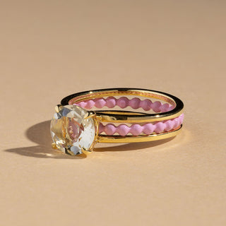 Belle Solitaire Ring  with pink exchangeable bead band