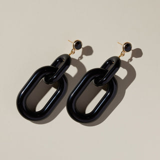 Black Bianca Acrylic Chain Earrings - Nickel & Suede