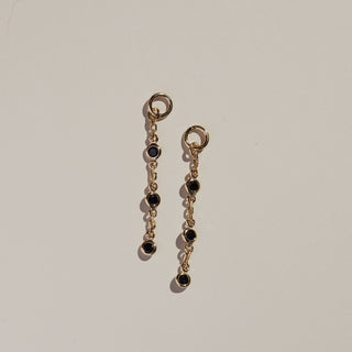 Black Crystal Chain Charms - Nickel & Suede