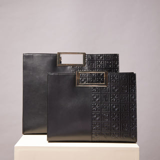 Black N&S Signature Handbag - Nickel & Suede