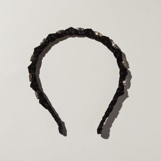 Black Velvet Headband - Nickel & Suede