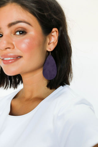 Blackberry Suede Teardrops - Nickel & Suede