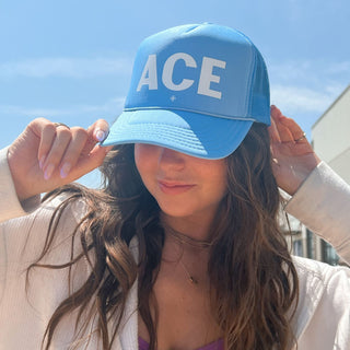 Blue ACE Trucker Hat - Nickel & Suede