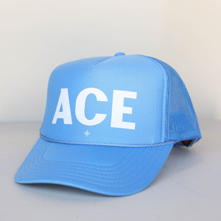 Blue ACE Trucker Hat - Nickel & Suede