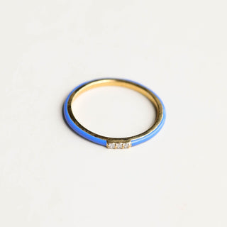 Blue Rory Enamel Ring - Nickel & Suede