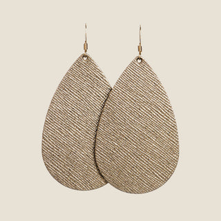 Bronze Leaf Teardrops - Nickel & Suede