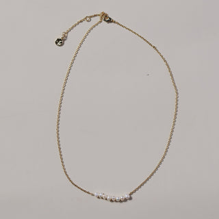 Dainty Pearl Chain Necklace - Nickel & Suede