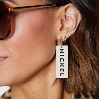 Ecru Icon N&S Earring - Nickel & Suede
